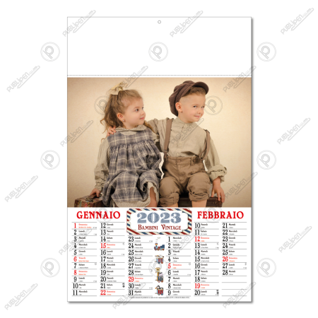 Calendario-2023-figurato-D16-bambini-vintage-publipen